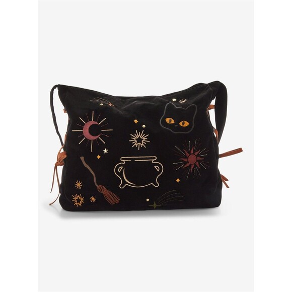 NEW Her Universe Disney Hocus Pocus Icons Velvet Embroidered Hobo Bag - Picture 1 of 5